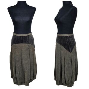 Mel En Stel Ilse Eriksson Cotton Pleated Hem Colorblock Quirky Midi Skirt Small